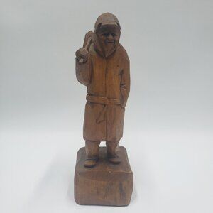 Hand Carved Wooden Sculpture Travelling Man Figure Folk Art Vintage by V Fortin